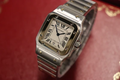 Cartier Santos 18K Yellow Gold & Stainless Steel Quartz 1566 Box & Papers 2009