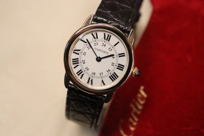 Cartier Ronde 18K Rose Gold Brown Leather Strap W6701007 Boxed Circa 2008