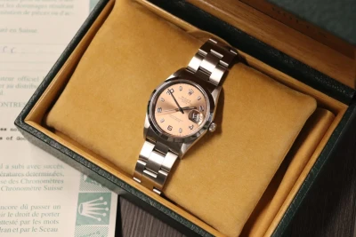 Rolex Oyster Perpetual Date 34mm 15200 Pink Dial Steel Box & Papers 2000