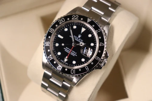 Rolex GMT Master II Stainless Steel Black Bezel Oyster Bracelet 16710 Circa 2003 Boxed