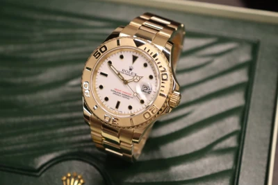 Rolex Yatch-Master 18K Yellow Gold White Dial 40mm 16628 B&P 2000