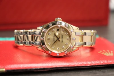 Rolex 29mm Pearlmaster Tri-Dor 69318 Diamond Dot Dial Box & Papers 1995