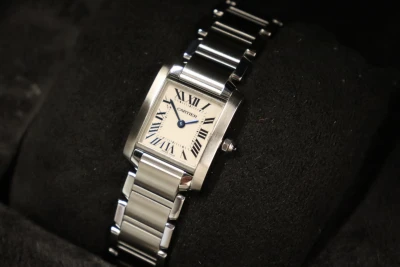 Cartier Tank Francise 24MM White Dial Stainless Steel 3284 B&P 2001