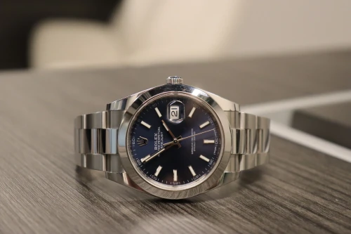 Rolex DateJust 41 Stainless Steel Blue Baton Dial 126300 2018 Full Set
