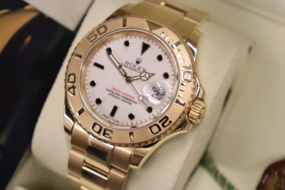 Rolex Yatch-Master 18K Yellow Gold White Dial 40mm 16628 B&P 2000