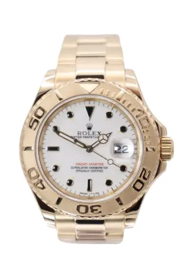 Rolex Yatch-Master 18K Yellow Gold White Dial 40mm 16628 B&P 2000