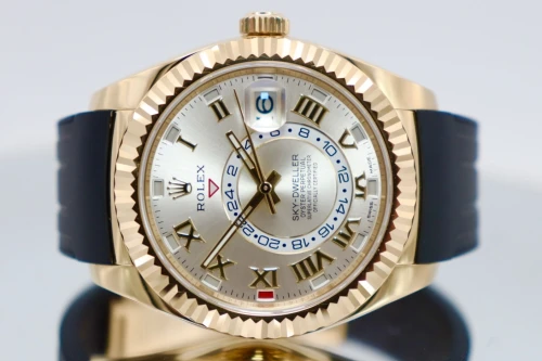 Rolex Skydweller 42MM 18K Yellow Gold Leather Strap 326138 Circa 2015 Boxed