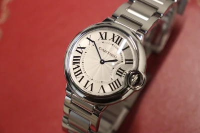Cartier Ballon Bleiu Stainless Steel White Dial 36mm Quartz 3005 2010 B&P