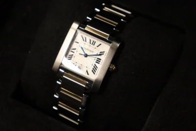 Cartier Tank Large Automatic 18K Yellow Gold & Steel 2302 Boxed Circa 2004