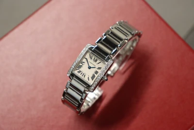 Cartier Tank Française 28MM White Dial Stainless Steel 2384 AM Diamond Boxed