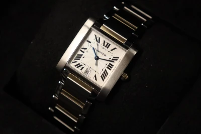Cartier Tank Large Automatic 18K Yellow Gold & Steel 2302 Boxed Circa 2004