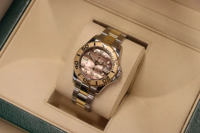 Rolex Yacht-Master 35MM Steel & 18K Yellow Gold Tahitian MOP 168623 Boxed