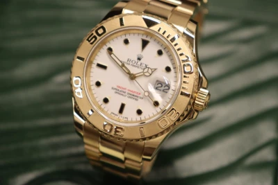 Rolex Yatch-Master 18K Yellow Gold White Dial 40mm 16628 B&P 2000