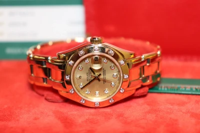Rolex 29mm Pearlmaster Tri-Dor 69318 Diamond Dot Dial Box & Papers 1995