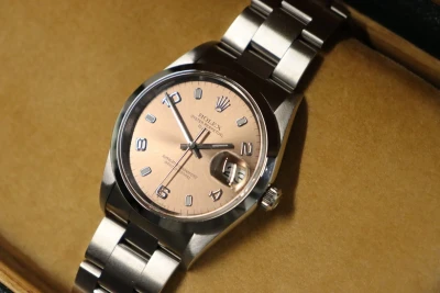 Rolex Oyster Perpetual Date 34mm 15200 Pink Dial Steel Box & Papers 2000