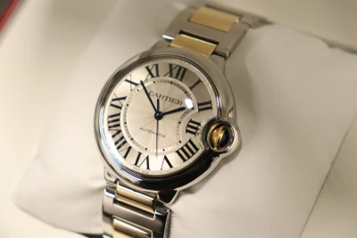 Cartier Ballon Bleu 36MM Automatic 18K Yellow Gold & Stainless 3284 B&P 2013