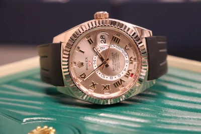 Rolex Skydweller 42MM 18K Rose Gold Sundust Dial 326135 Circa 2017 Boxed