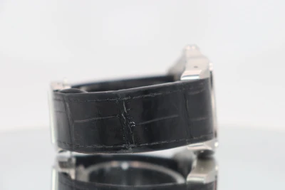 Cartier Santos 100XL Stainless Steel White Dial Black Leather 2656 B&P 2010
