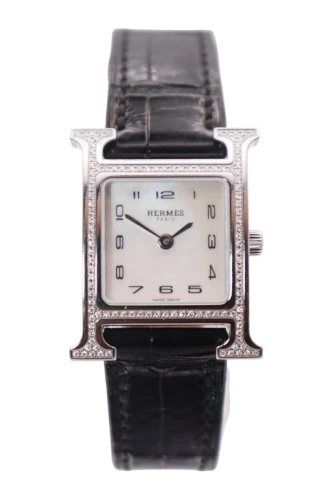 Hermès Heure H Quartz Diamond Steel Mother of Pearl Dial 30MM HH1.235