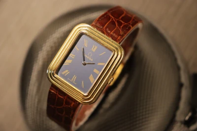 Omega De Ville 27mm Yellow Gold Blue Dial Manual Wind Vintage 1975 Ref 511.90081