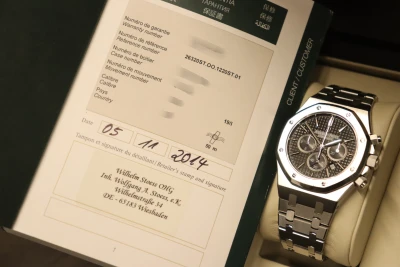 Audemars Piguet Royal Oak Chronograph 41MM Steel Black Dial 26320ST B&P 2014