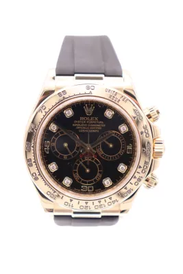 Rolex Cosmograph Daytona 18K Yellow Gold Black Diamond Dial Boxed Circa 2007