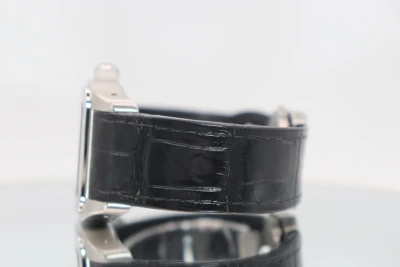 Cartier Santos 100XL Stainless Steel White Dial Black Leather 2656 B&P 2010
