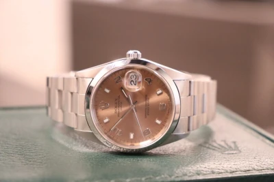 Rolex Oyster Perpetual Date 34mm 15200 Pink Dial Steel Box & Papers 2000