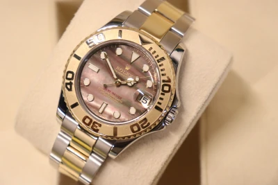Rolex Yacht-Master 35MM Steel & 18K Yellow Gold Tahitian MOP 168623 Boxed