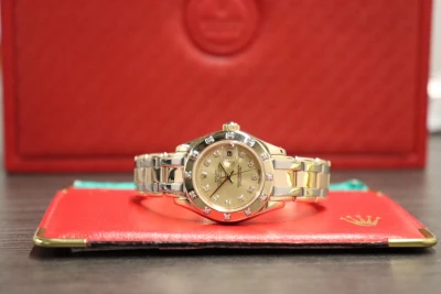 Rolex 29mm Pearlmaster Tri-Dor 69318 Diamond Dot Dial Box & Papers 1995