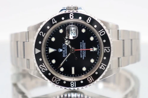 Rolex GMT Master II Stainless Steel Black Bezel Oyster Bracelet 16710 Circa 2003 Boxed