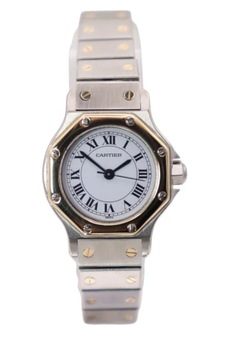 Cartier Santos Octagon 18K Yellow Gold & Steel 0907 Circa 1990 Boxed