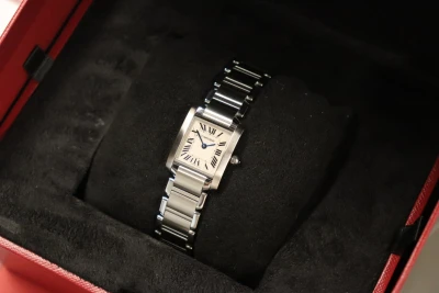 Cartier Tank Francise 24MM White Dial Stainless Steel 3284 B&P 2001