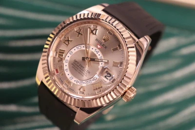 Rolex Skydweller 42MM 18K Rose Gold Sundust Dial 326135 Circa 2017 Boxed