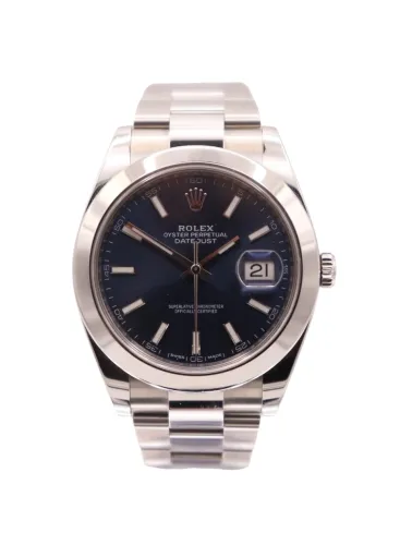 Rolex DateJust 41 Stainless Steel Blue Baton Dial 126300 2018 Full Set