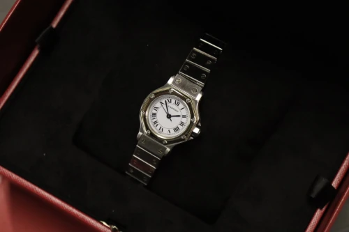 Cartier Santos Octagon 18K Yellow Gold & Steel 0907 Circa 1990 Boxed