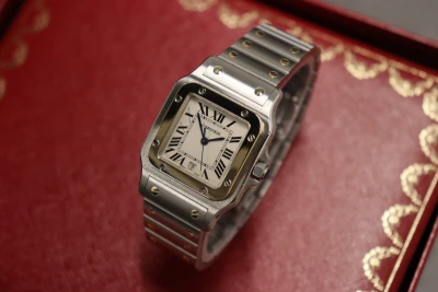 Cartier Santos 18K Yellow Gold & Stainless Steel Quartz 1566 Box & Papers 2009
