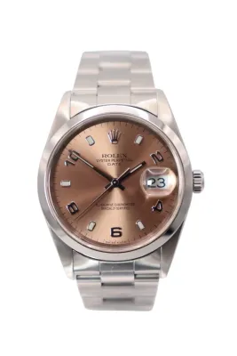 Rolex Oyster Perpetual Date 34mm 15200 Pink Dial Steel Box & Papers 2000