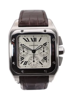 Cartier Santos XL100 Chronograph Steel Aftermarket Rubber Box & Paper Circa 2010