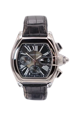 Cartier Roadster XL Chronograph Steel Leather Strap 2618 Boxed Circa 2005