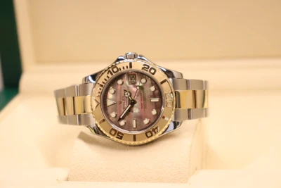 Rolex Yacht-Master 35MM Steel & 18K Yellow Gold Tahitian MOP 168623 Boxed