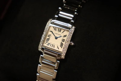 Cartier Tank Française 28MM White Dial Stainless Steel 2384 AM Diamond Boxed