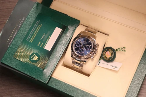 Rolex Cosmograph Daytona 18K White Gold Blue Dial Full 116509 Full Set 2021