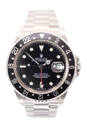 Rolex GMT Master II Stainless Steel Black Bezel Oyster Bracelet 16710 Circa 2003 Boxed