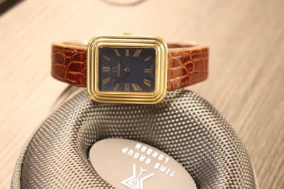 Omega De Ville 27mm Yellow Gold Blue Dial Manual Wind Vintage 1975 Ref 511.90081