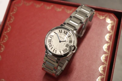 Cartier Ballon Bleiu Stainless Steel White Dial 36mm Quartz 3005 2010 B&P