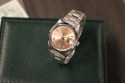 Rolex Oyster Perpetual Date 34mm 15200 Pink Dial Steel Box & Papers 2000